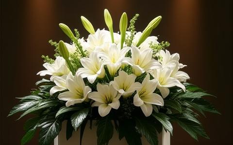 Arreglo de lirios blancos y gladiolos para condolencias